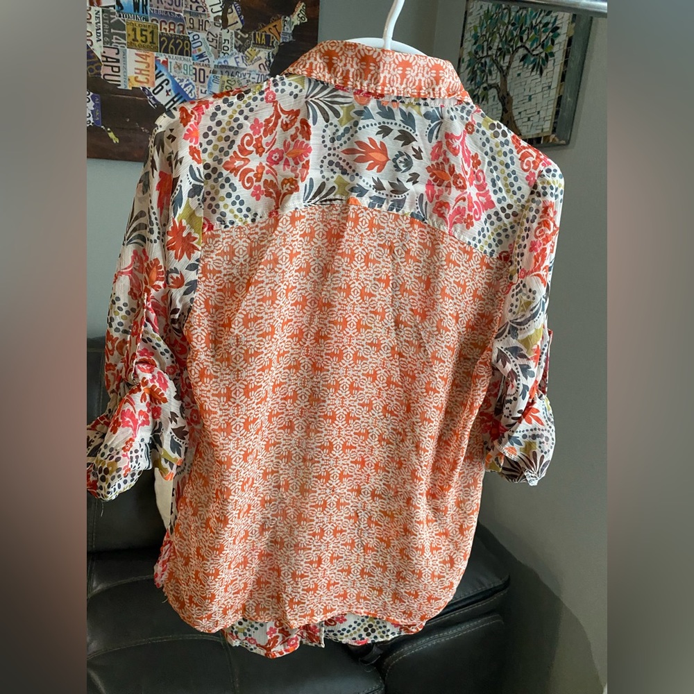 American Rag Sheer Boho Top Size Small - Picture 2 of 6